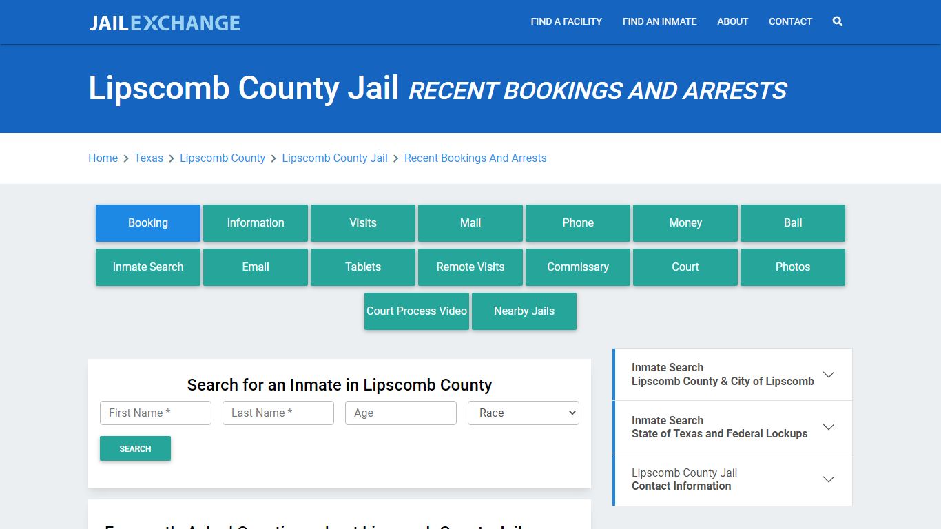 Lipscomb County Jail Recent Bookings And Arrests - Jail Exchange